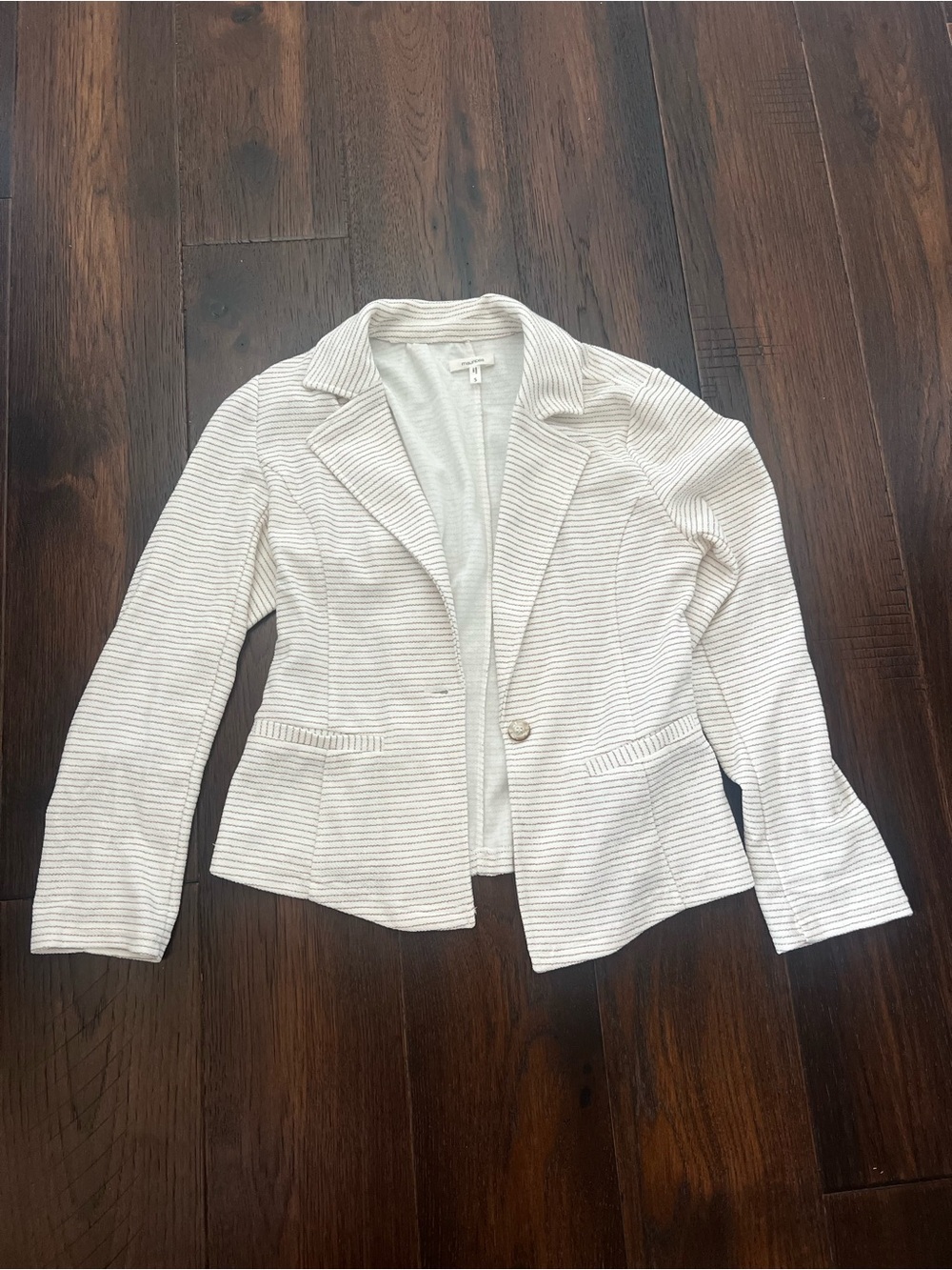 Striped Cream Knit Blazer Jacket - Women
